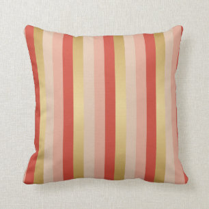 Coral and Gold Stripes Cushion