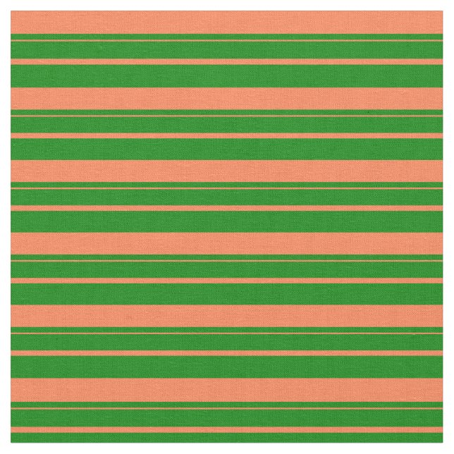 Coral and Green Coloured Lines Fabric (Close Up)