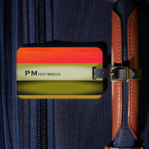 Coral and Green Stripes chic and stylish Luggage Tag