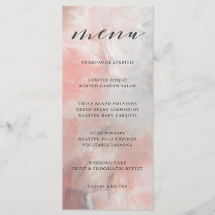 Coral and Grey Abstract Brushstrokes Wedding Menu