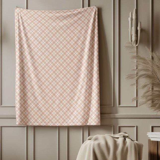Coral and Grey Check Blanket for Modern Interiors (Coral and Grey Check Blanket for Modern Interiors)