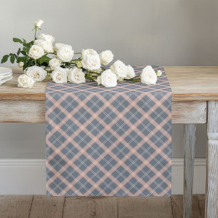 Coral and Grey Chequered Runner for Cosy Dining