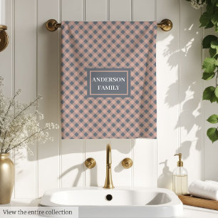 Coral and Grey Towels Custom Name Pastel Gift