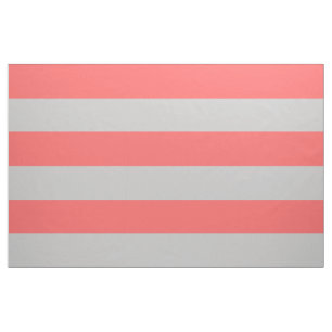 Coral and Grey Wide Stripes Large Scale Fabric