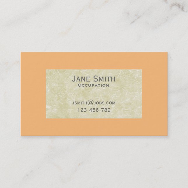 Coral and hand made paper texture stylish business card (Front)