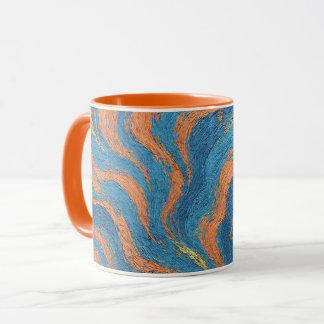 coral and indigo waves mug
