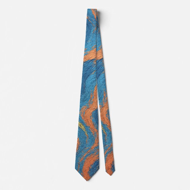 coral and indigo waves tie (Front)