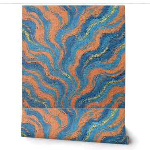 coral and indigo waves wallpaper