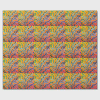 coral and indigo waves wrapping paper
