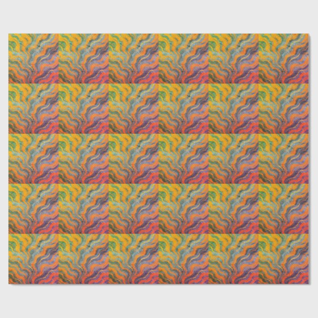 coral and indigo waves wrapping paper (Flat)