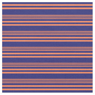 Coral and Midnight Blue Coloured Pattern Fabric