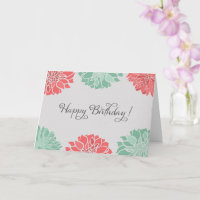 Coral and Mint Dahlia Floral Birthday