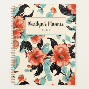 Coral and Mint Foral Personalised Planner