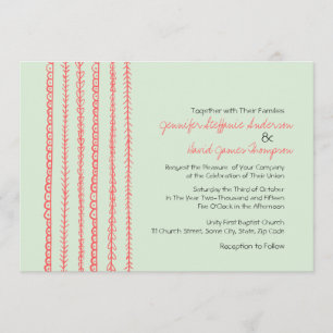 Coral and Mint Fun Doodles Wedding Invitations