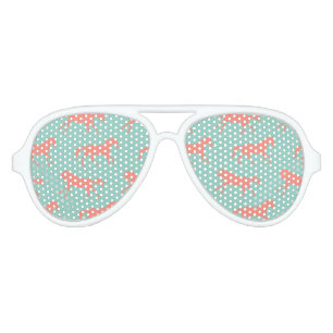 Coral and Mint Galloping Horses Pattern Aviator Sunglasses