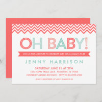 Coral and Mint Modern Chevron Baby Shower