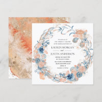 coral and navy beach summer floral wedding