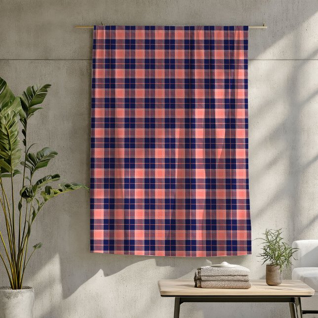 Coral and Navy Blanket Classic Tartan for Gifting (Coral and Navy Blanket Classic Tartan for Gifting)