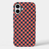 Coral and navy checkerboard pattern