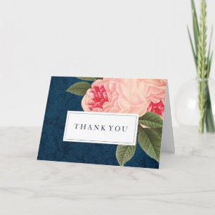 Coral and Navy Wedding Thank You Cards