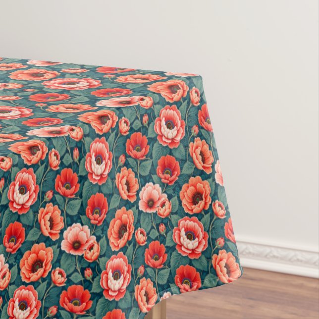 Coral and Pink Chinoiserie Tablecloth (In Situ)