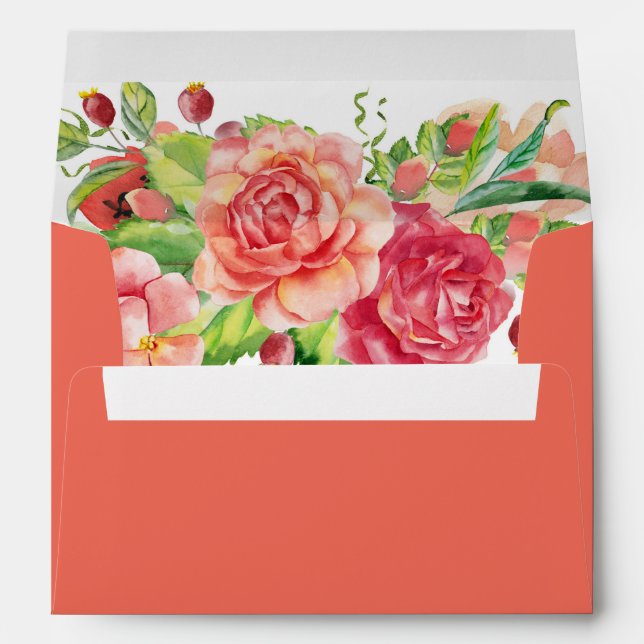 Coral and Pink Rose Cluster Envelope (Back (Bottom))