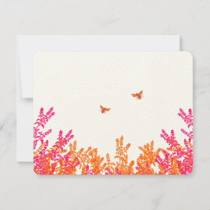 Coral and Pink Wildflower Bee Wedding RSVP