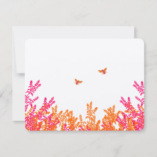 Coral and Pink Wildflower Bee Wedding RSVP Card