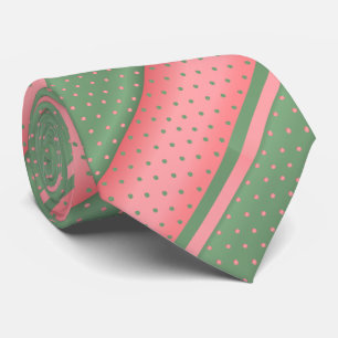 Coral and Sage Green Polka Dots Tie