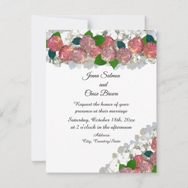 Coral and Salmon Mixed Flowers Wedding Invitation (Front)