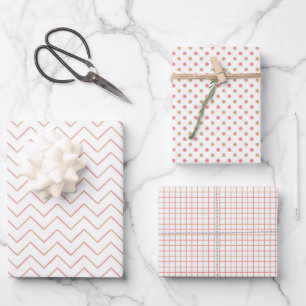 Coral and Sand 3 Wrapping Paper Sheets Set