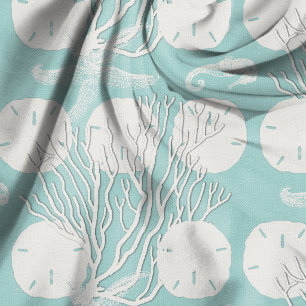 Coral and Sand Dollars Undersea Print Fabric