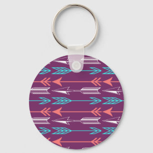 Coral and Teal Boho Arrows Keychain