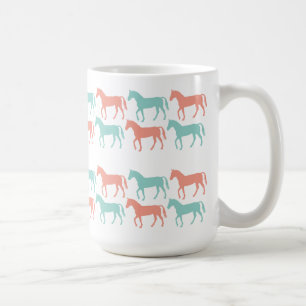 Coral and Teal Horse Pattern Mug