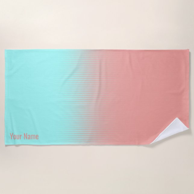 Coral and Turquoise Beach Towel (Front)