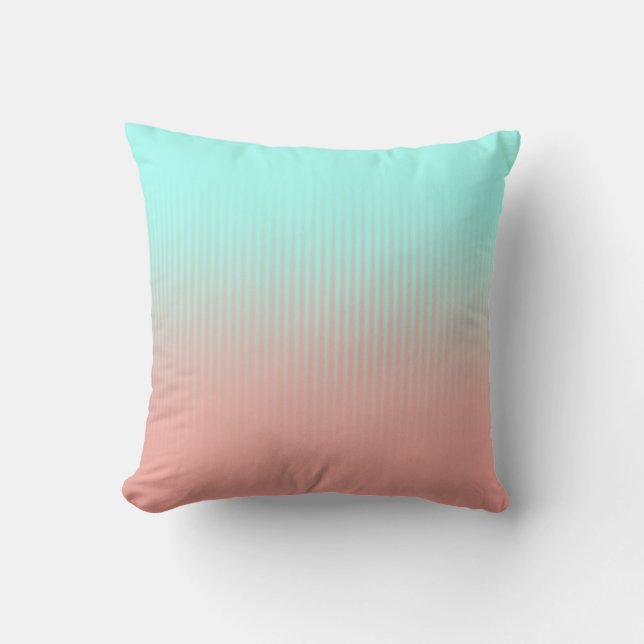 Coral and Turquoise Stripes Cushion (Front)