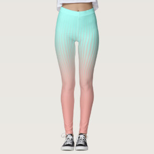 Coral and Turquoise Stripes Leggings