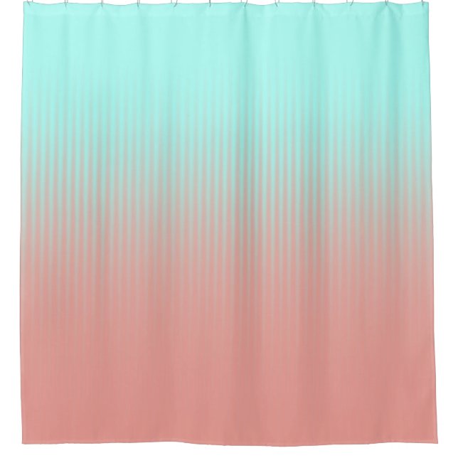 Coral and Turquoise Stripes Shower Curtain (Front)