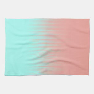 Coral and Turquoise Stripes Tea Towel