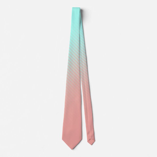 Coral and Turquoise Stripes Tie (Front)
