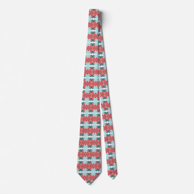 Coral and Turquoise Unique Pattern Tie (Front)