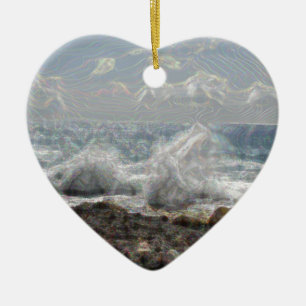 Coral and Waves Ceramic Tree Decoration