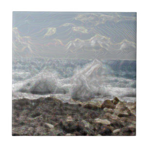 Coral and Waves Tile