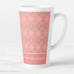 Coral and White Accented Latte Cup