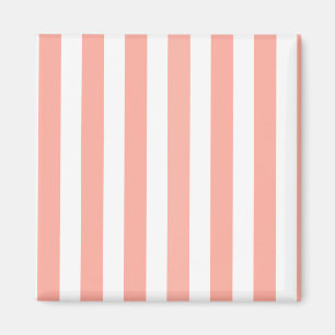 Coral and white candy stripes magnet