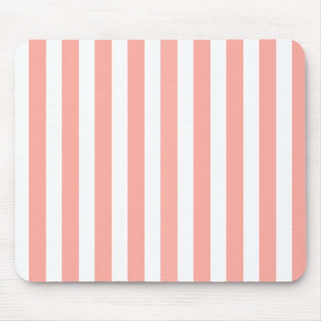 Coral and white candy stripes mouse pad (Front)