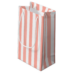 Coral and white candy stripes small gift bag