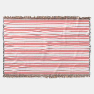 Coral and white candy stripes throw blanket
