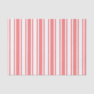 Coral and white candy stripes tissue paper