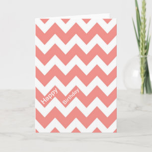 Coral and White Chevron Card